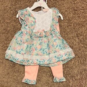 Little Lass Floral and Lace Kids Matching Set